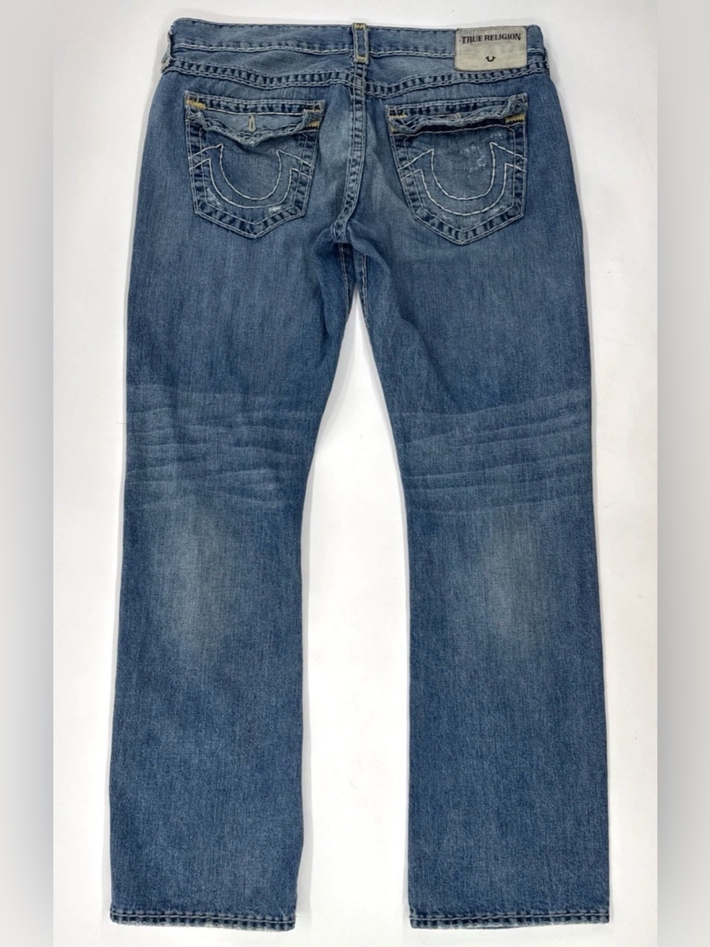 True Religion Ricky Jeans Mens 38x34 Denim Relaxed Straight Super T Flap Pockets